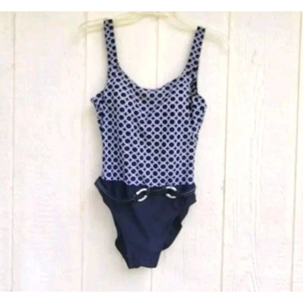 Christina black and white printed one piece swimsuit wmns sz 10